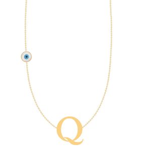 گردنبند طلا 18 عیار زنانه کرابو مدل حرف q و چشم نظر kr73009