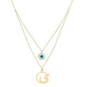 گردنبند طلا 18 عیار زنانه کرابو مدل حرف ی و چشم نظر72902