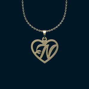 گردنبند طلا 18 عیار زنانه گالری طلا توسطی مدل حرف n کد 5b21f2
