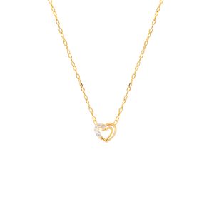 گردنبند طلا کم اجرت 18 عیار زنانه با زنجیر حلقه‌ای (فلامینگو) سایا گلد مدل قلب wn1552