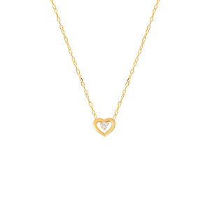 گردنبند طلا کم اجرت 18 عیار زنانه با زنجیر حلقه‌ای (فلامینگو) سایا گلد مدل قلب wn1585