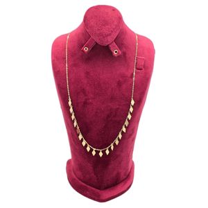 گردنبند طلا کم اجرت 18 عیار زنانه با زنجیر حلقه‌ای (فلامینگو) طلا و شمش برلیان مدل لوزی
