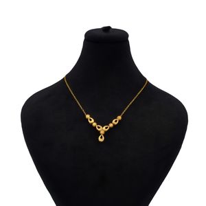 گردنبند طلا کم اجرت 18 عیار زنانه با زنجیر حلقه‌ای (فلامینگو) ناریا مدل اشکی و دایره