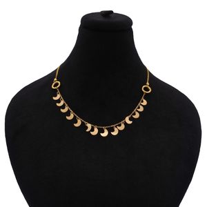 گردنبند طلا کم اجرت 18 عیار زنانه با زنجیر حلقه‌ای (فلامینگو) ناریا مدل ماه کد me6 8