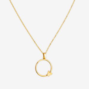 گردنبند طلا کم اجرت 18 عیار زنانه با زنجیر حلقه‌ای (فلامینگو) گالری طلای ده مدل دایره و پروانه کد 46