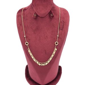 گردنبند طلا کم اجرت 18 عیار زنانه با طرح حلقه‌ای (فلامینگو) طلا و شمش برلیان مدل پولکی طرح لوزی