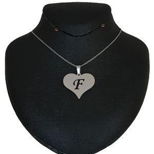 گردنبند نقره مدل قلب حرف f کد ac34