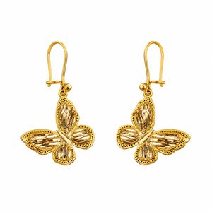 گوشواره آویز طلا کم اجرت  18 عیار زنانه طلای علیمحمدی مدل پروانه کد ase432