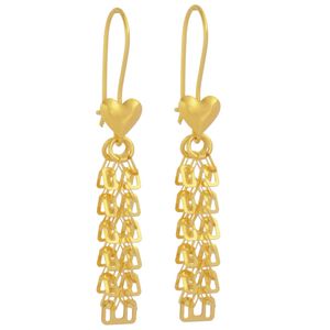 گوشواره آویز طلا کم اجرت  18 عیار زنانه طلای مستجابی مدل لیزرکات قلب کد 6895