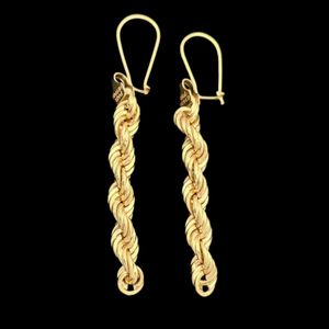 گوشواره آویز طلا کم اجرت  18 عیار زنانه گالری طلای پرنسس مدل طنابی 50