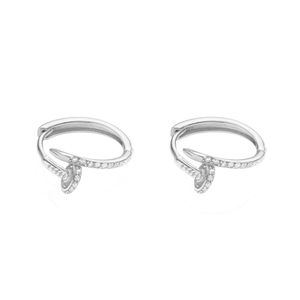 گوشواره حلقه ای طلا 18 عیار زنانه ماوی گالری مدل میخ نگین دار