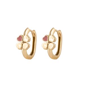 گوشواره حلقه‌ای طلا کم اجرت  18 عیار زنانه بان گالری مدل لاکی لاو