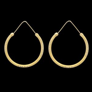 گوشواره حلقه‌ای طلا کم اجرت  18 عیار زنانه طلا و شمش برلیان مدل شنی 12