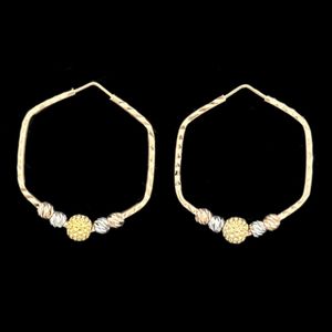 گوشواره حلقه‌ای طلا کم اجرت  18 عیار زنانه طلا و شمش برلیان مدل گوی