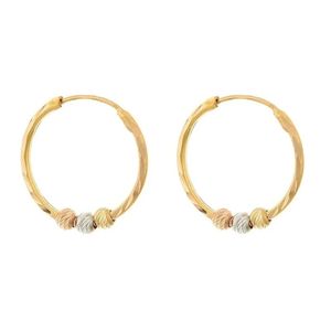 گوشواره حلقه‌ای طلا کم اجرت  18 عیار زنانه طلای صداقت مدل البرناردو سه گوی