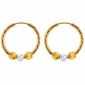 گوشواره حلقه‌ای طلا کم اجرت  18 عیار زنانه طلای علیمحمدی مدل سه گوی کد qwe657