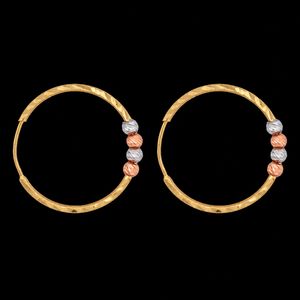 گوشواره حلقه‌ای طلا کم اجرت  18 عیار زنانه ناریا مدل البرناردو چهار گوی کد kho_25