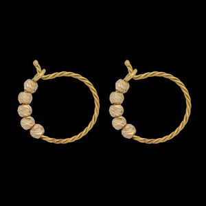 گوشواره حلقه‌ای طلا کم اجرت  18 عیار زنانه ناریا مدل حلقه ای پیچی 5 گوی کد f26