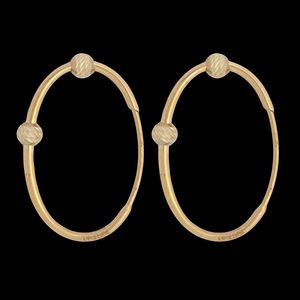 گوشواره حلقه‌ای طلا کم اجرت  18 عیار زنانه ناریا مدل منحنی 2 گوی کد f26