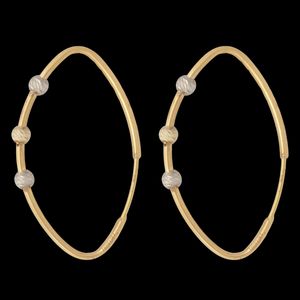 گوشواره حلقه‌ای طلا کم اجرت  18 عیار زنانه ناریا مدل چشمی 3 گوی کد f26
