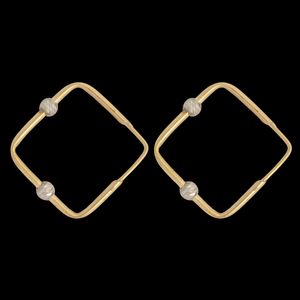 گوشواره حلقه‌ای طلا کم اجرت  18 عیار زنانه ناریا مدل چهار وجهی 2 گوی کد f26