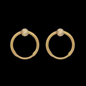گوشواره حلقه‌ای طلا کم اجرت  18 عیار زنانه ناریا مدل کروی 1 گوی کد f26