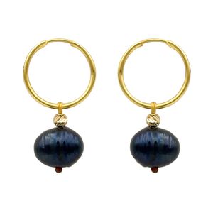 گوشواره حلقه‌ای طلا کم اجرت  18 عیار زنانه کاپانی مدل مروارید باروک کد kle027