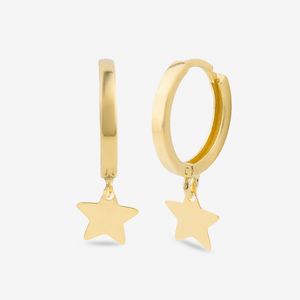 گوشواره حلقه‌ای طلا کم اجرت  18 عیار زنانه گالری طلا و جواهر هانی مدل استار
