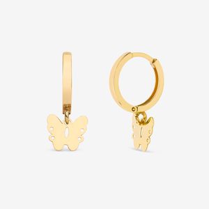 گوشواره حلقه‌ای طلا کم اجرت  18 عیار زنانه گالری طلا و جواهر هانی مدل باترفلای