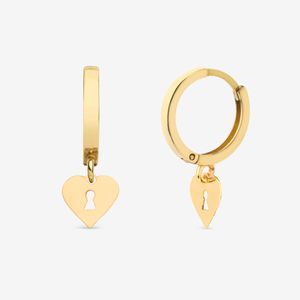 گوشواره حلقه‌ای طلا کم اجرت  18 عیار زنانه گالری طلا و جواهر هانی مدل قفل