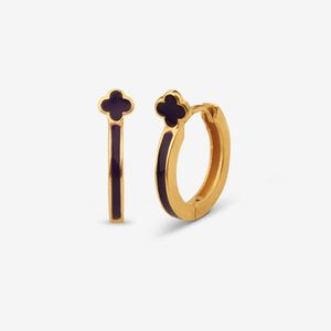 گوشواره حلقه‌ای طلا کم اجرت 18 عیار زنانه با طرح ونکلیف آرپلز گلدم مدل ونکلیفe244002