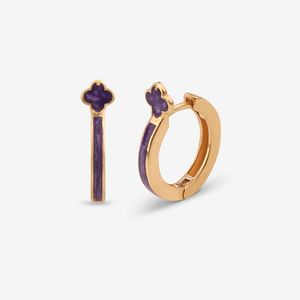 گوشواره حلقه‌ای طلا کم اجرت 18 عیار زنانه با طرح ونکلیف آرپلز گلدم مدل ونکلیفe244003