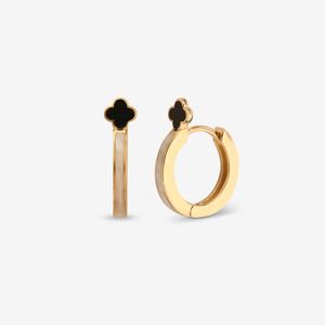 گوشواره حلقه‌ای طلا کم اجرت 18 عیار زنانه با طرح ونکلیف آرپلز گلدم مدل ونکلیفe244005