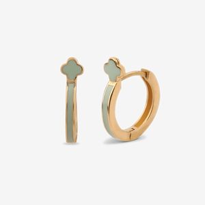 گوشواره حلقه‌ای طلا کم اجرت 18 عیار زنانه با طرح ونکلیف آرپلز گلدم مدل ونکلیفe244007