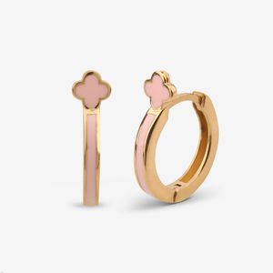گوشواره حلقه‌ای طلا کم اجرت 18 عیار زنانه با طرح ونکلیف آرپلز گلدم مدل ونکلیفe244010