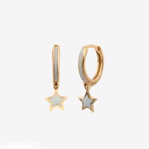 گوشواره حلقه‌ای طلا کم اجرت 18 عیار زنانه گلدم مدل ستارهe244008