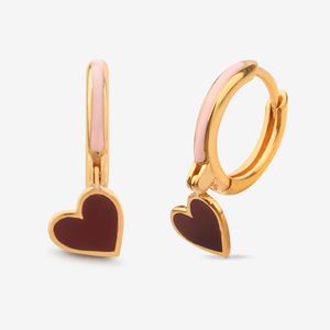 گوشواره حلقه‌ای طلا کم اجرت 18 عیار زنانه گلدم مدل قلب e244013