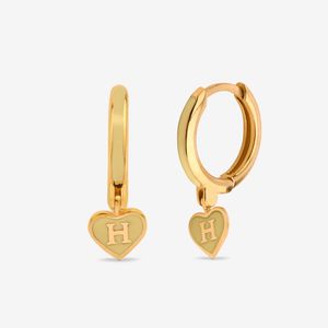 گوشواره حلقه‌ای طلا کم اجرت 18 عیار زنانه گلدم مدل قلب e244014