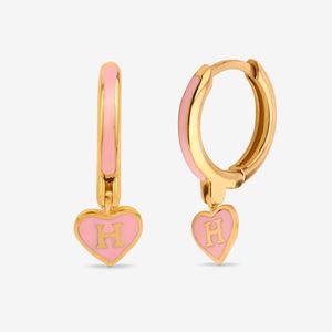 گوشواره حلقه‌ای طلا کم اجرت 18 عیار زنانه گلدم مدل قلبe244012