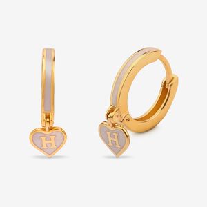 گوشواره حلقه‌ای طلا کم اجرت 18 عیار زنانه گلدم مدل قلبe244025