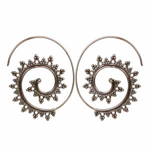 گوشواره حلقه‌ای نقره زنانه مدل مارپیچ اسلیمی