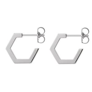 گوشواره حلقه‌ای نقره زنانه گیرا مدل hexagon کد g0705