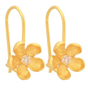 گوشواره طلا 18 عیار دخترانه طلای مستجابی طرح گل مدل 71