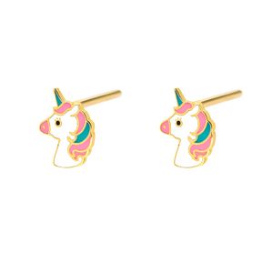 گوشواره طلا 18 عیار دخترانه ماوی گالری مدل میخی یونیکورن