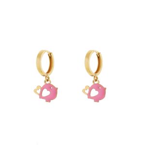 گوشواره طلا 18 عیار دخترانه هور گالری طرح گنجشک کد ake736