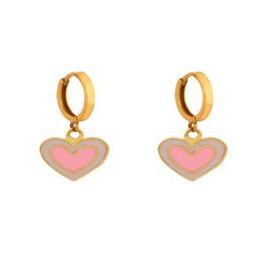 گوشواره طلا 18 عیار دخترانه هور گالری مدل  قلب کد ake119