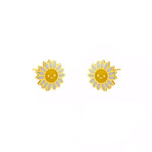 گوشواره طلا 18 عیار دخترانه گالری روبی مدل افتاب گردان