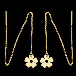 گوشواره طلا 18 عیار زنانه الن نار مدل بخيه اي گل کد en670176