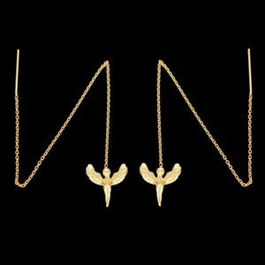 گوشواره طلا 18 عیار زنانه طلای مستجابی مدل بخیه ای فرشته کد 670173