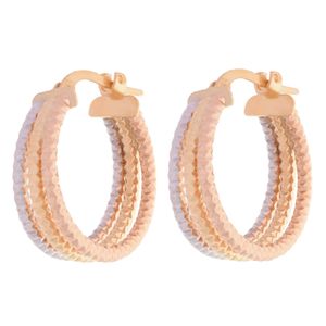 گوشواره طلا 18 عیار زنانه طلای مستجابی مدل حلقه ای تراش سه رنگ کد 18